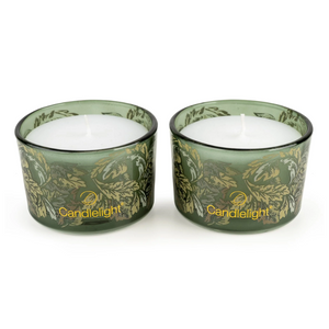 Set of 2 Glass Candles - Acanthus Forest-Homeware-Candlelight-Thursford Enterprises Ltd.