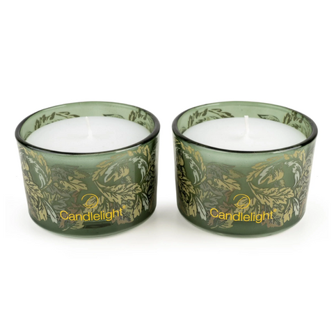 Set of 2 Glass Candles - Acanthus Forest-Homeware-Candlelight-Thursford Enterprises Ltd.