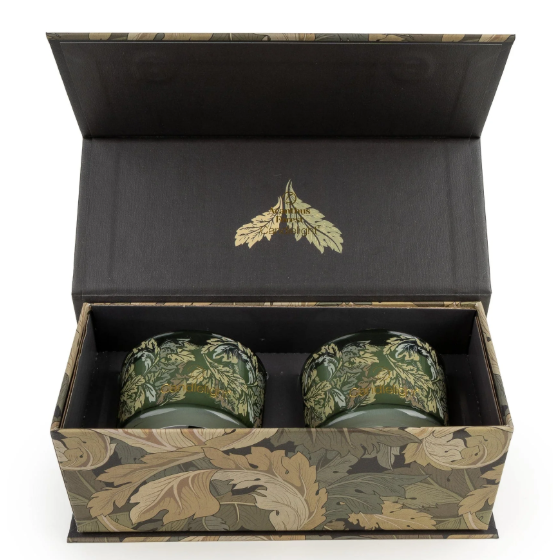 Set of 2 Glass Candles - Acanthus Forest-Homeware-Candlelight-Thursford Enterprises Ltd.