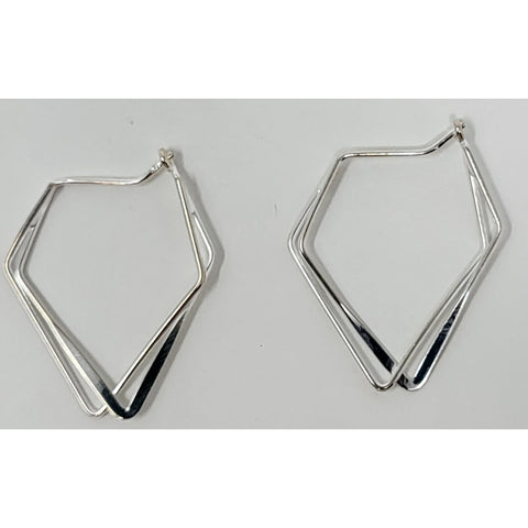 Earrings - Assymetric Double Pentagon Hoops