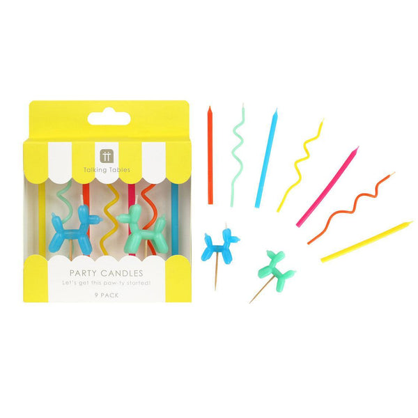 Candles Balloon Dog Shaped 9PK-Gifts-Talking Tables-Thursford Enterprises Ltd.