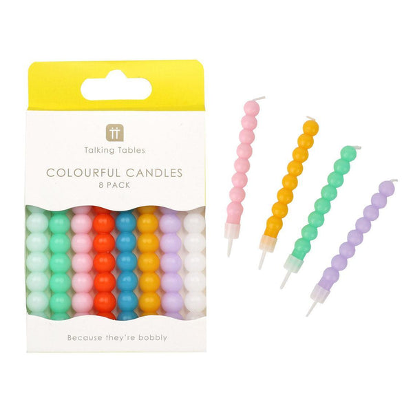 Candles Colourful Bobble 8PK-Gifts-Talking Tables-Thursford Enterprises Ltd.