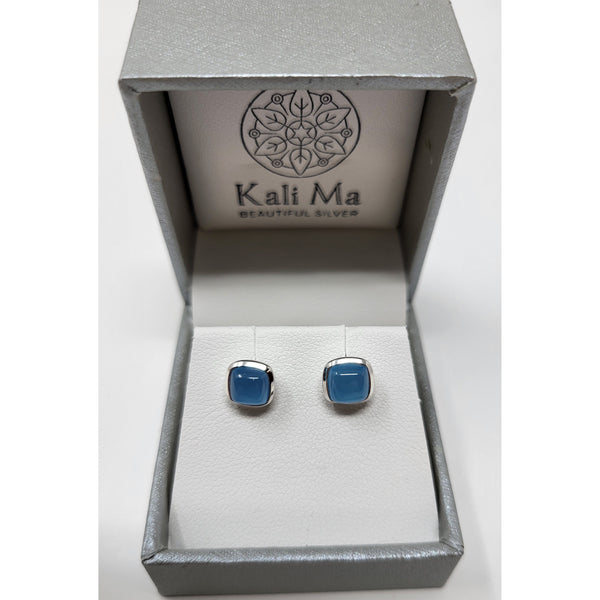 Earrings - Squircle Blue Chalcedony Studs-Jewellery-Kali Ma Designs-Thursford Enterprises Ltd.