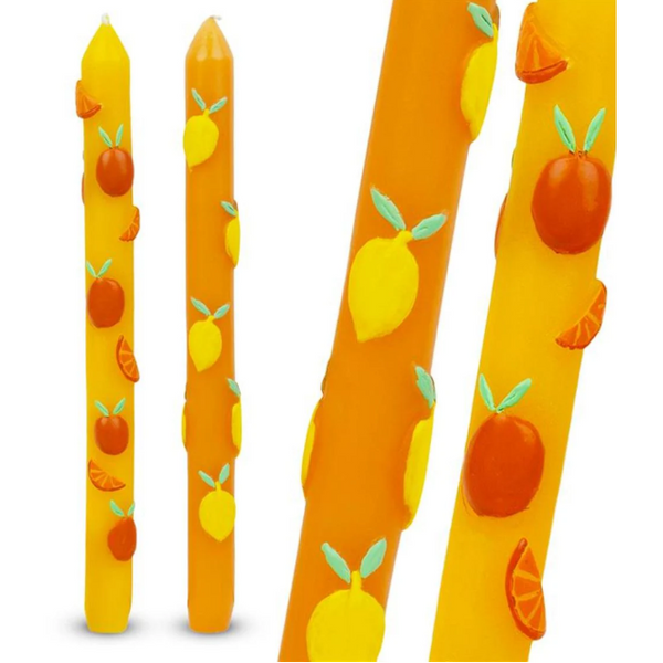 Candles Orange & Yellow Citrus Fruit Dinner - 2 Pack-Homeware-Talking Tables-Thursford Enterprises Ltd.
