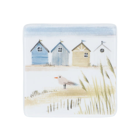 Beach Huts - Bone China Coaster-Homeware-Gisela Graham Ltd.-Thursford Enterprises Ltd.
