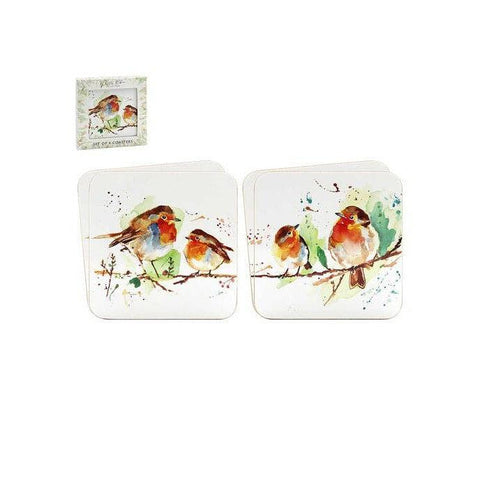 Winter Robins Coasters pk4-Homeware-City Look-Thursford Enterprises Ltd.