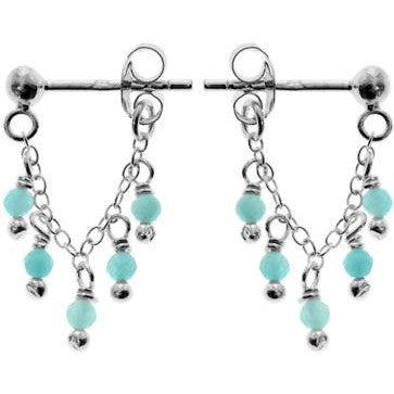 Earrings - Amazonite chain looped earrings