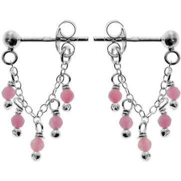 Earrings - Pink Tourmaline chain looped earrings