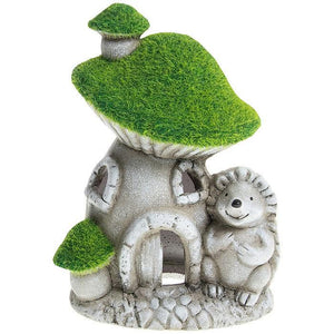 Grassy Hedgehog Toadstool House-Garden Ornaments-Joe Davies-Thursford Enterprises Ltd.