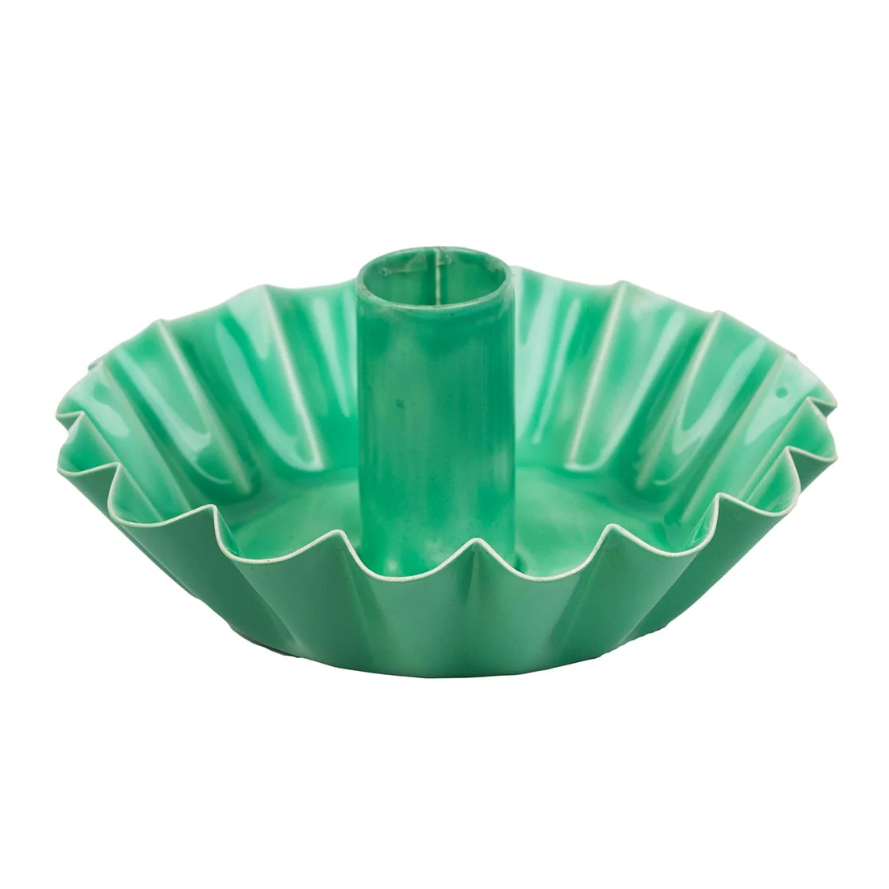 Green Enamel Candle Holder-Homeware-Talking Tables-Thursford Enterprises Ltd.