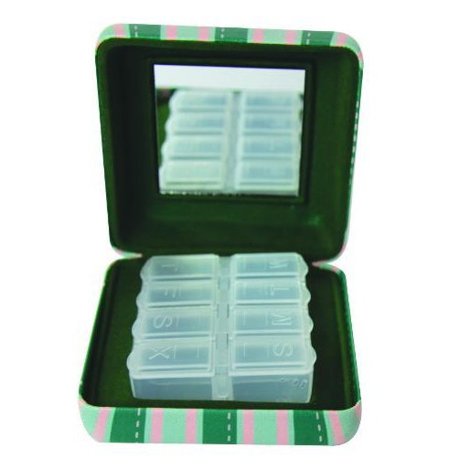 Green and Pink Stripe Pill Box-Gifts-Upper Canada-Thursford Enterprises Ltd.