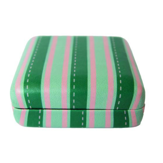Green and Pink Stripe Pill Box-Gifts-Upper Canada-Thursford Enterprises Ltd.