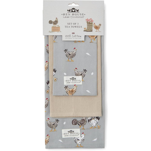 Hen House Lane Tea Towels pack of 3-Homeware-City Look-Thursford Enterprises Ltd.