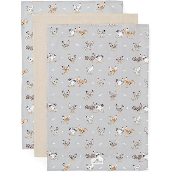 Hen House Lane Tea Towels pack of 3-Homeware-City Look-Thursford Enterprises Ltd.