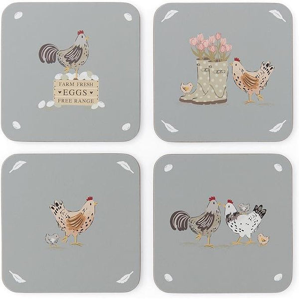 Hen House Lane Coasters set of 4-Homeware-City Look-Thursford Enterprises Ltd.