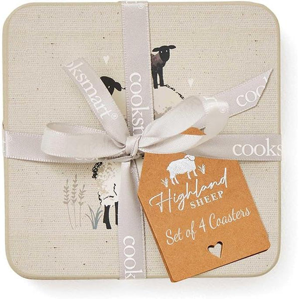 Highland Sheep Coasters pack of 4-Homeware-City Look-Thursford Enterprises Ltd.