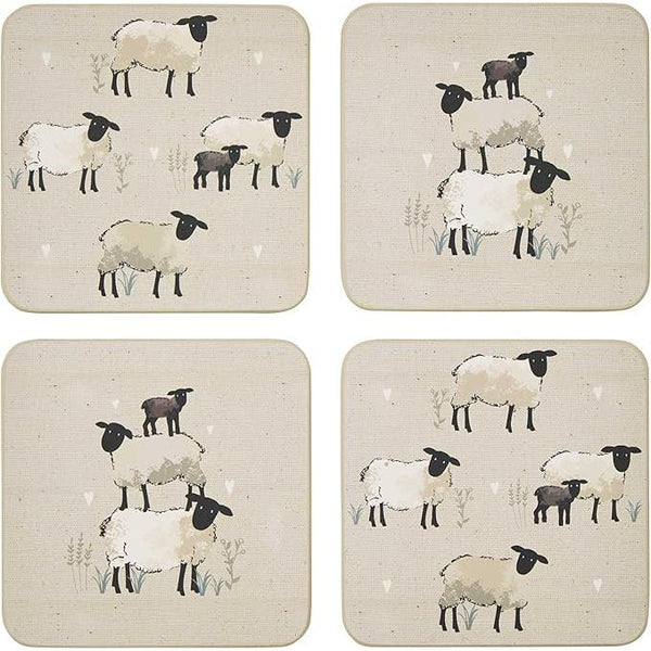 Highland Sheep Coasters pack of 4-Homeware-City Look-Thursford Enterprises Ltd.