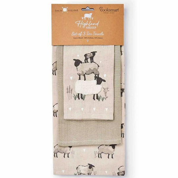 Highland Sheep Tea Towels 3pk-Homeware-City Look-Thursford Enterprises Ltd.