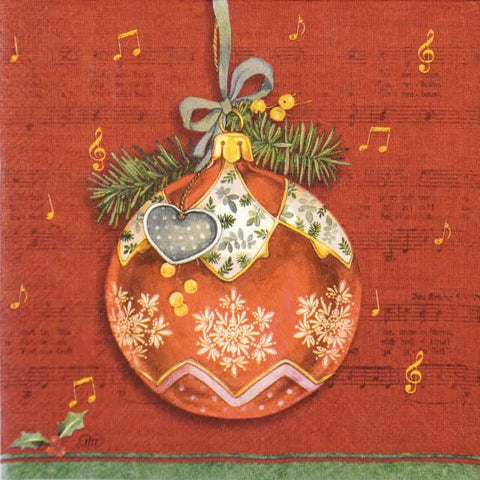 Paper Napkins Christmas Bauble red