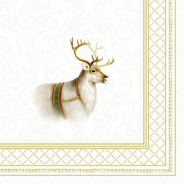 Paper Napkins Classic Christmas Reindeer Gold