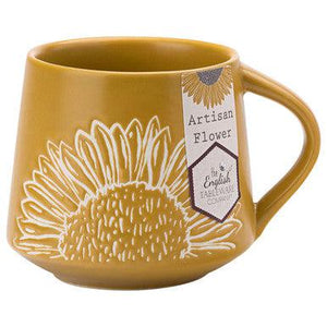 Mugs Artisan Flower Yellow-Homeware-David Mason Designs-Thursford Enterprises Ltd.