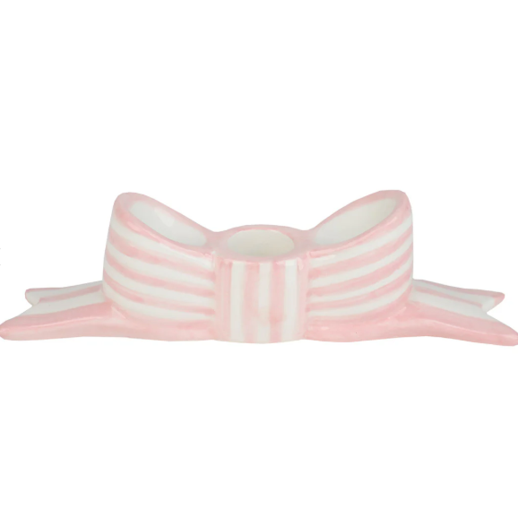 Candle Holder Ceramic Pink Bow-Homeware-Talking Tables-Thursford Enterprises Ltd.