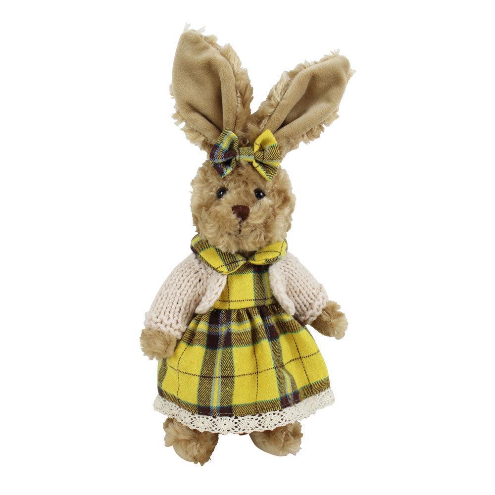 Rabbit in Yellow Tartan Dress-Toys-Powell Craft-Thursford Enterprises Ltd.