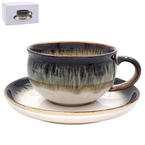 Cup & Saucer in Reactive Glaze-Homeware-Lesser & Pavey-Thursford Enterprises Ltd.