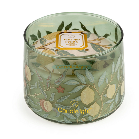 Tapered Glass Candle Pot - Vintage Fruits-Homeware-Candlelight-Thursford Enterprises Ltd.