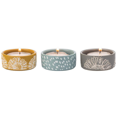 Tealights Artisan Flower set of 3-Homeware-David Mason Designs-Thursford Enterprises Ltd.