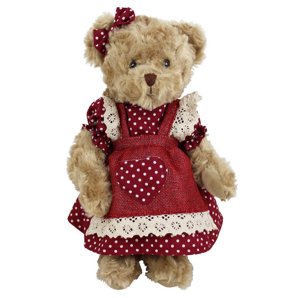 Teddy in Red & White Polka Dot Dress-Toys-Powell Craft-Thursford Enterprises Ltd.