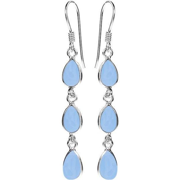 Earrings - Blue Chalcedony Triple Teardrop-Jewellery-Kali Ma Designs-Thursford Enterprises Ltd.