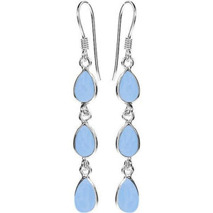 Earrings - Blue Chalcedony Triple Teardrop-Jewellery-Kali Ma Designs-Thursford Enterprises Ltd.