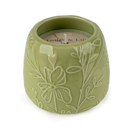 Ceramic Scented Candle Pot - Green-Homeware-Candlelight-Thursford Enterprises Ltd.