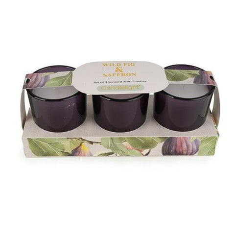 Set of 3 Votive Candles - Wild fig & Saffron-Homeware-Candlelight-Thursford Enterprises Ltd.
