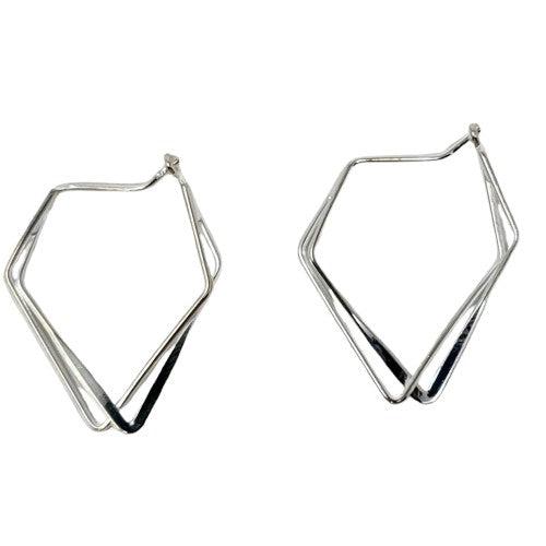 Earrings - Assymetric Double Pentagon Hoops-Jewellery-Kali Ma Designs-Thursford Enterprises Ltd.