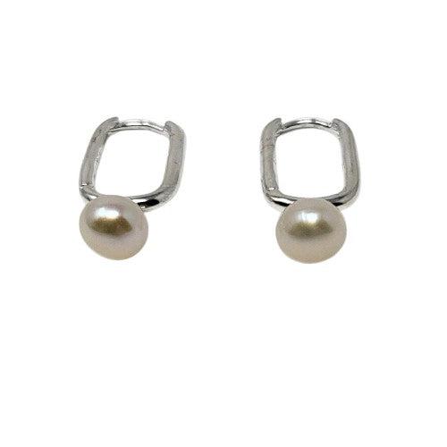 Earrings - Silver Hoops & Freshwater Pearl-Jewellery-Kali Ma Designs-Thursford Enterprises Ltd.