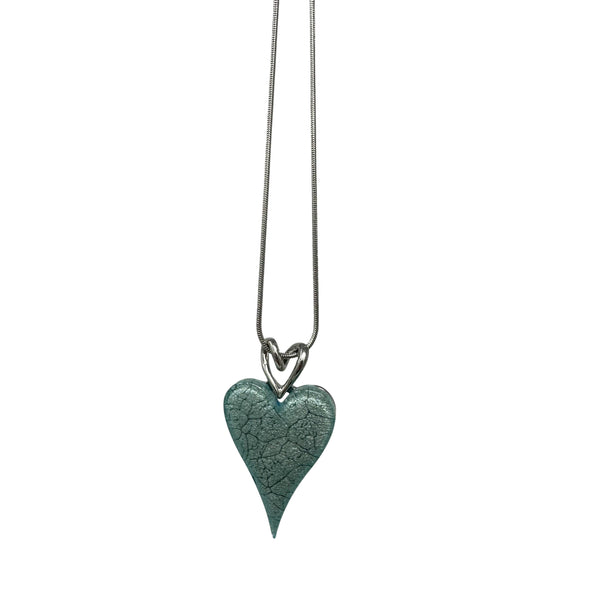 Aqua Green Heart Necklace-Jewellery-Miss Milly-Thursford Enterprises Ltd.
