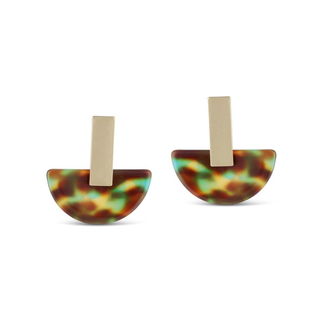 Earrings Zara half disc-Jewellery-Big Metal London-Turqoise/brown-Thursford Enterprises Ltd.