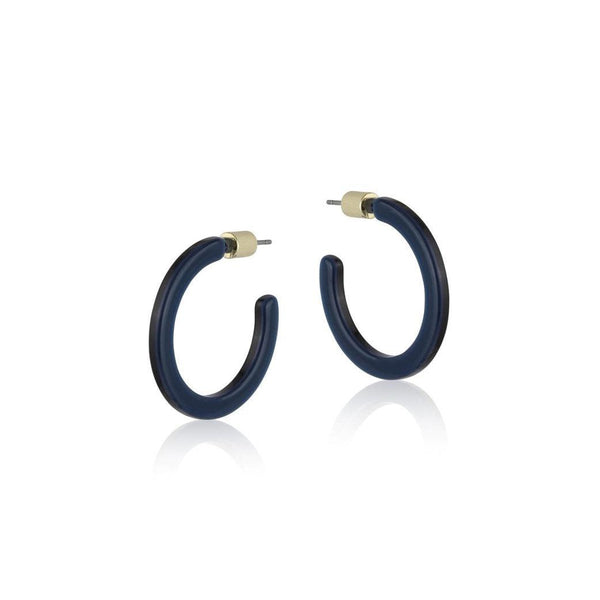 Earrings Rebecca Resin Hoops-Jewellery-Big Metal London-Navy-Thursford Enterprises Ltd.