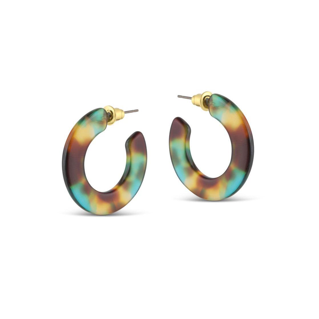 Earrings Jessica Cut out Hoops-Jewellery-Big Metal London-Turqoise/brown-Thursford Enterprises Ltd.