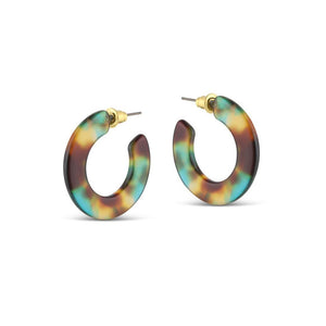 Earrings Jessica Cut out Hoops-Jewellery-Big Metal London-Turqoise/brown-Thursford Enterprises Ltd.