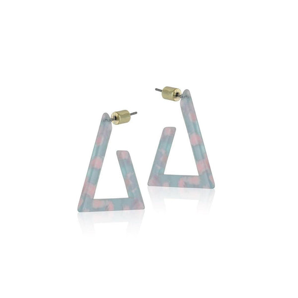 Earrings Fausta Triangle-Jewellery-Big Metal London-Light Blue/Pink-Thursford Enterprises Ltd.