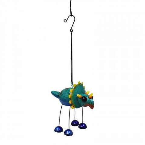 Blue Bobbin Triceritops Dino Bell-Garden Ornaments-Perry Ltd.-Thursford Enterprises Ltd.