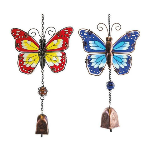 Glass Bell - Butterfly-Garden Ornaments-Fountasia-Blue-Thursford Enterprises Ltd.