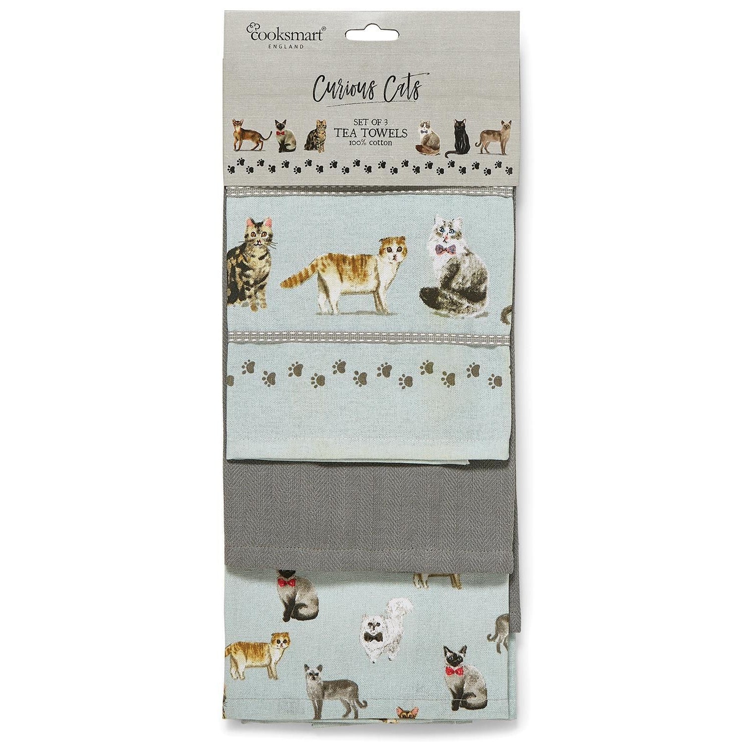 Curious Cats Tea Towels pack 3-Homeware-City Look-Thursford Enterprises Ltd.