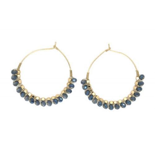 Earrings Glass & Metal Beads-Jewellery-Isles & Stars-Blue-Thursford Enterprises Ltd.