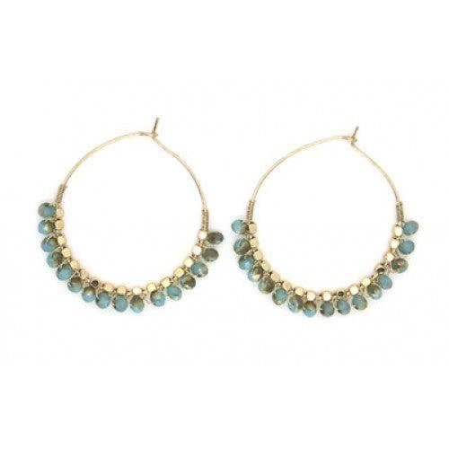 Earrings Glass & Metal Beads-Jewellery-Isles & Stars-Turquoise-Thursford Enterprises Ltd.