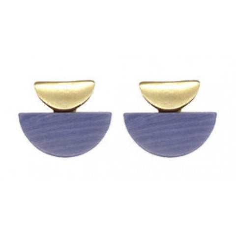 Earrings Half Round Shape in Blue Lace-Jewellery-Isles & Stars-Thursford Enterprises Ltd.
