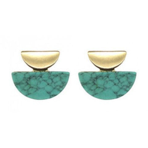 Earrings Half Round Shape in Turquoise-Jewellery-Isles & Stars-Thursford Enterprises Ltd.